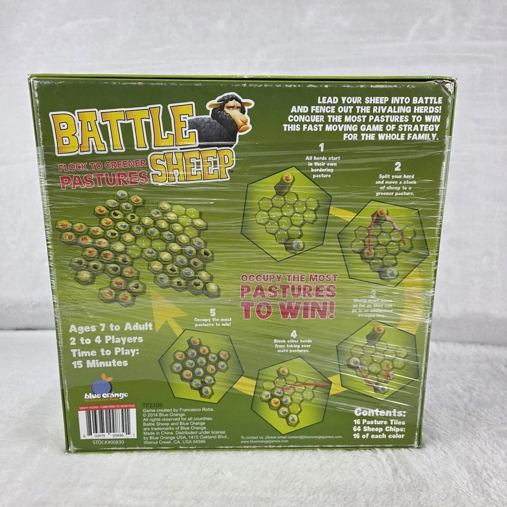 Battle Sheep Board Game Blue Orange Strategy Game Missing 1 Orange Sheep Chip